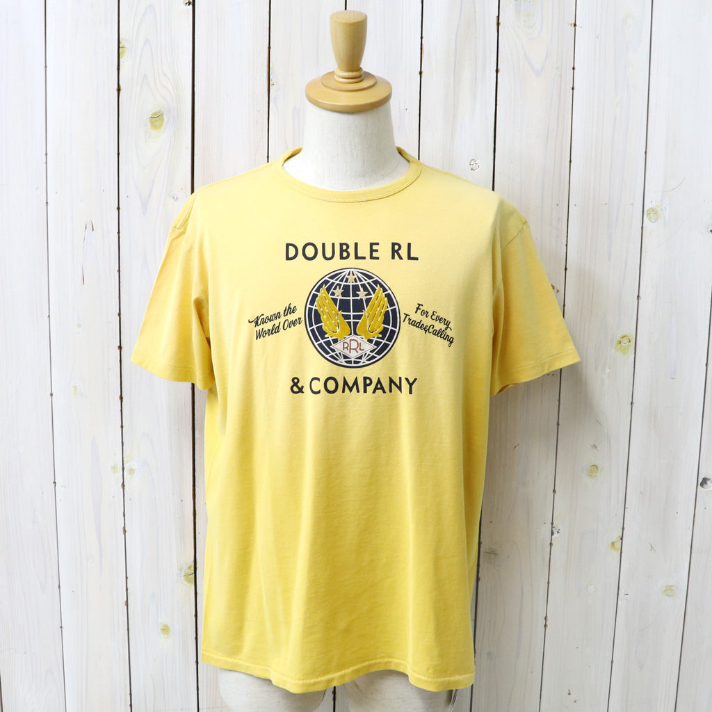 Double RL : GARMENT-DYED JERSEY GRAPHIC T-SHIRT (VINTAGE YELLOW)