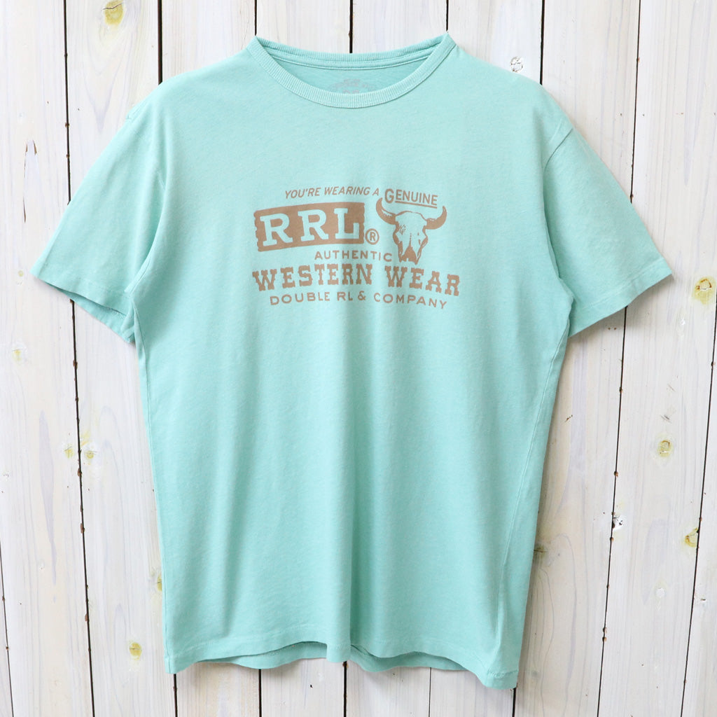 【SALE30%OFF】Double RL : COTTON HEMP GRAPHIC T-SHIRT (FADED TURQUOISE)