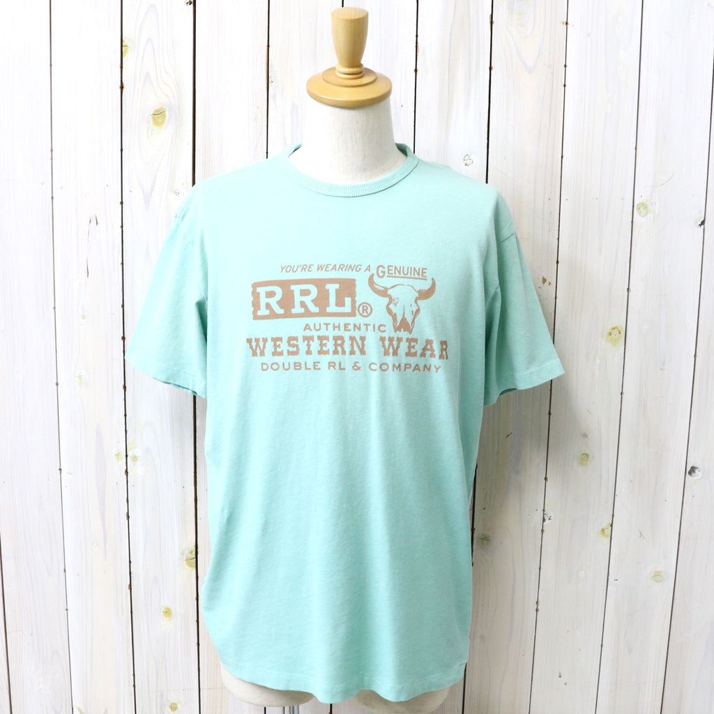 【SALE30%OFF】Double RL : COTTON HEMP GRAPHIC T-SHIRT (FADED TURQUOISE)