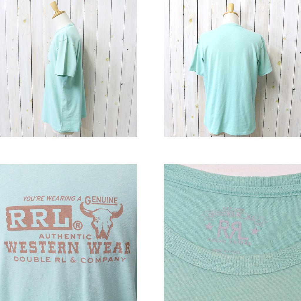【SALE30%OFF】Double RL : COTTON HEMP GRAPHIC T-SHIRT (FADED TURQUOISE)