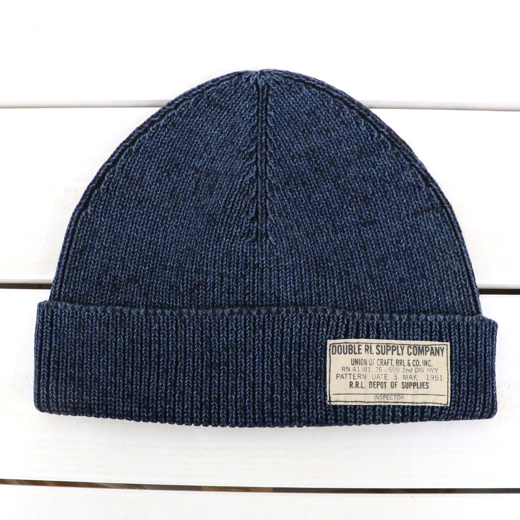 Double RL : INDIGO COTTON WATCH CAP (MIDNIGHT BLUE)