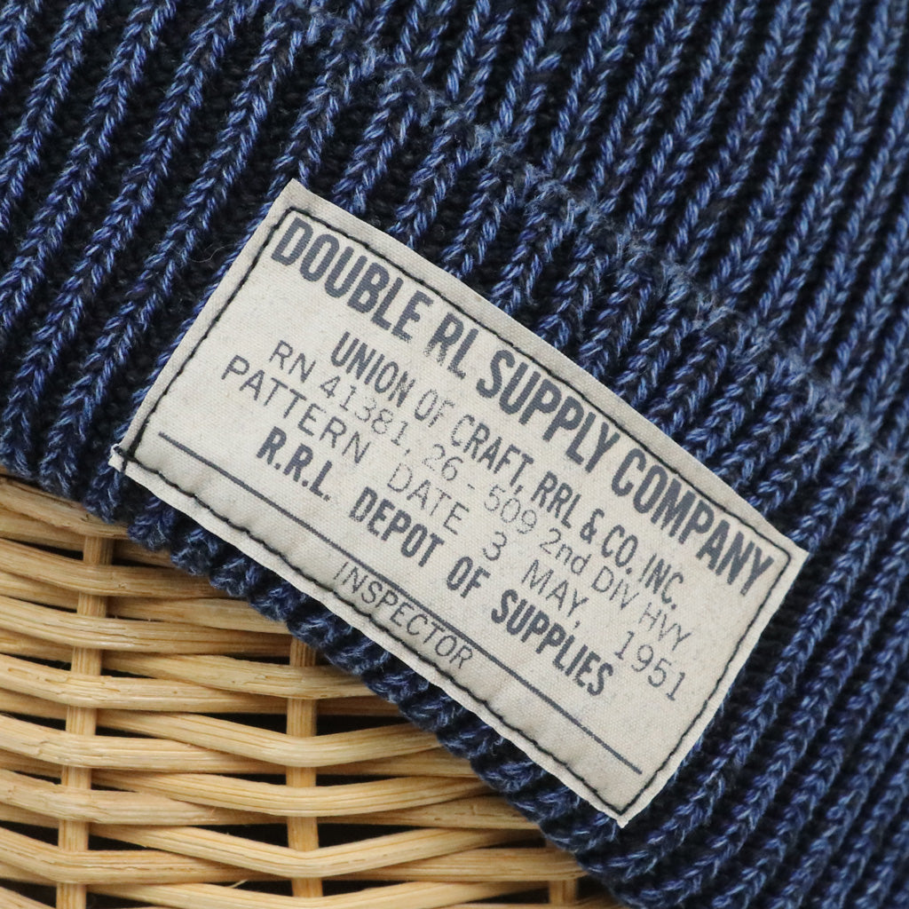 Double RL : INDIGO COTTON WATCH CAP (MIDNIGHT BLUE)