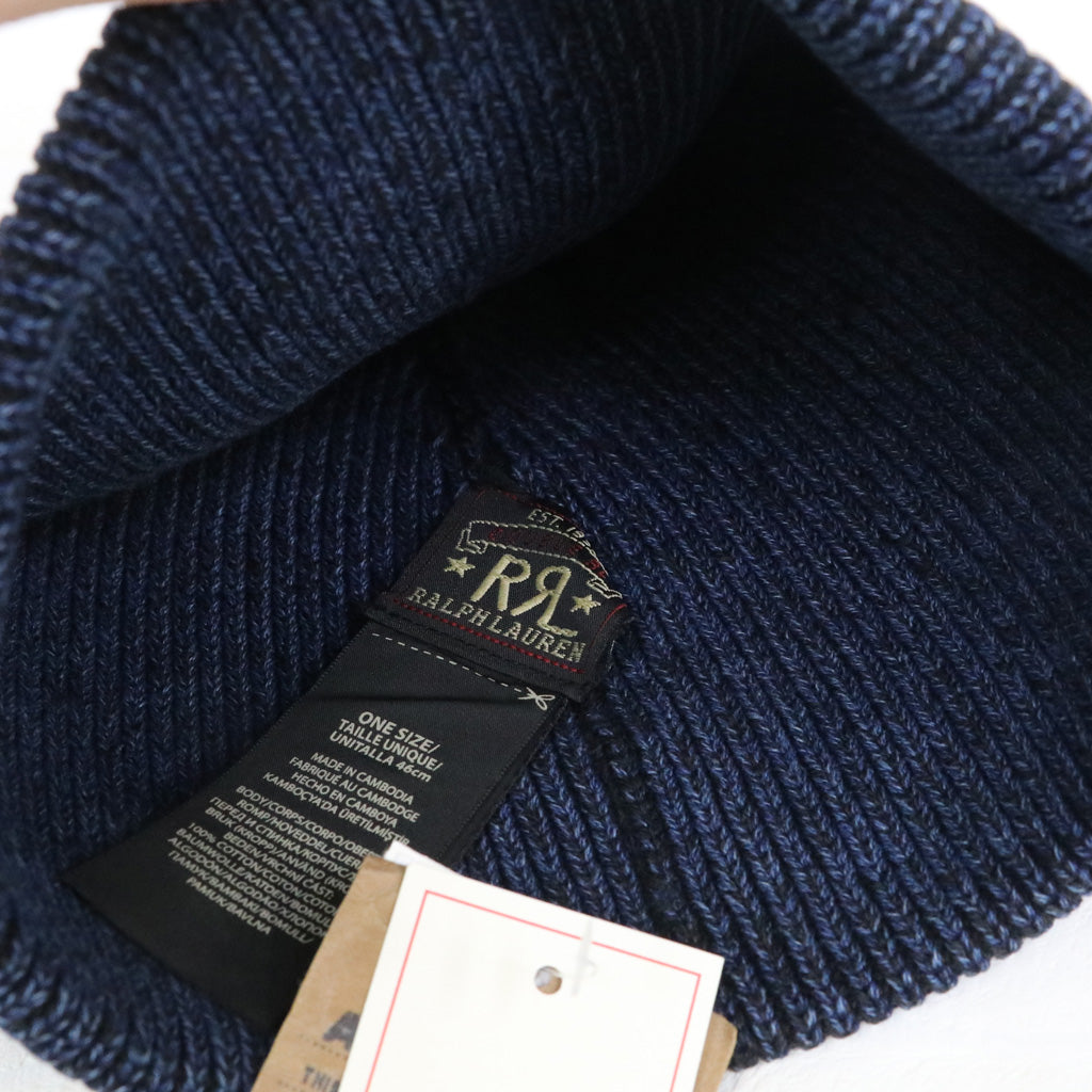 Double RL : INDIGO COTTON WATCH CAP (MIDNIGHT BLUE)