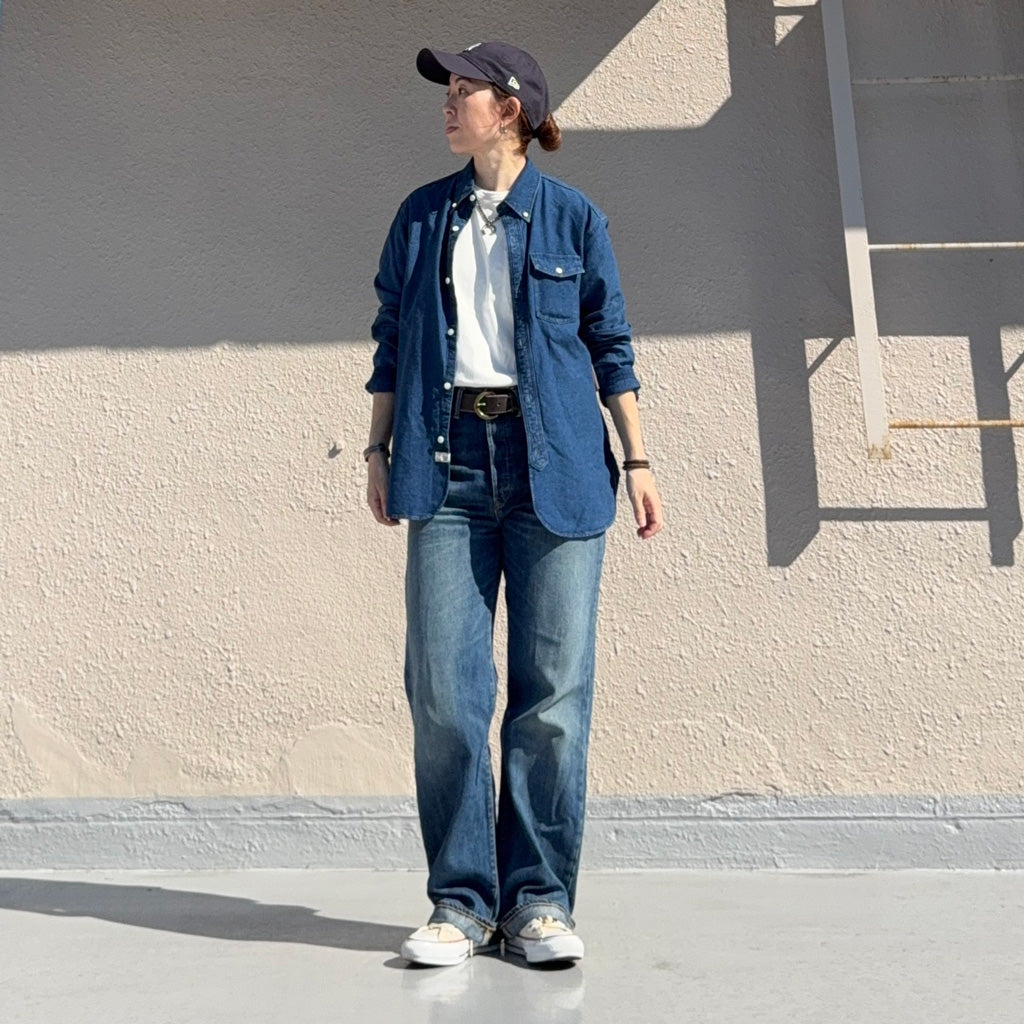 Double RL : INDIGO OXFORD WORK SHIRT