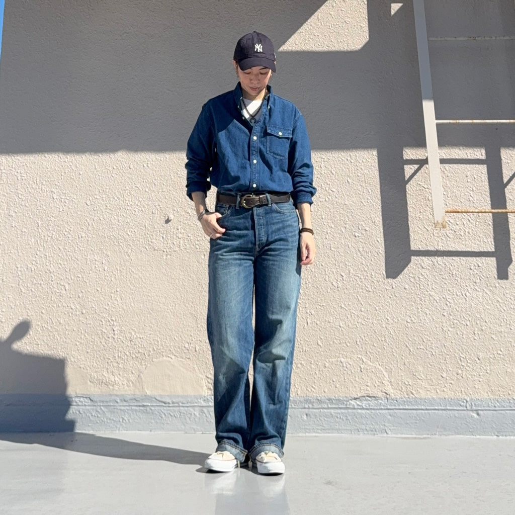 Double RL : INDIGO OXFORD WORK SHIRT