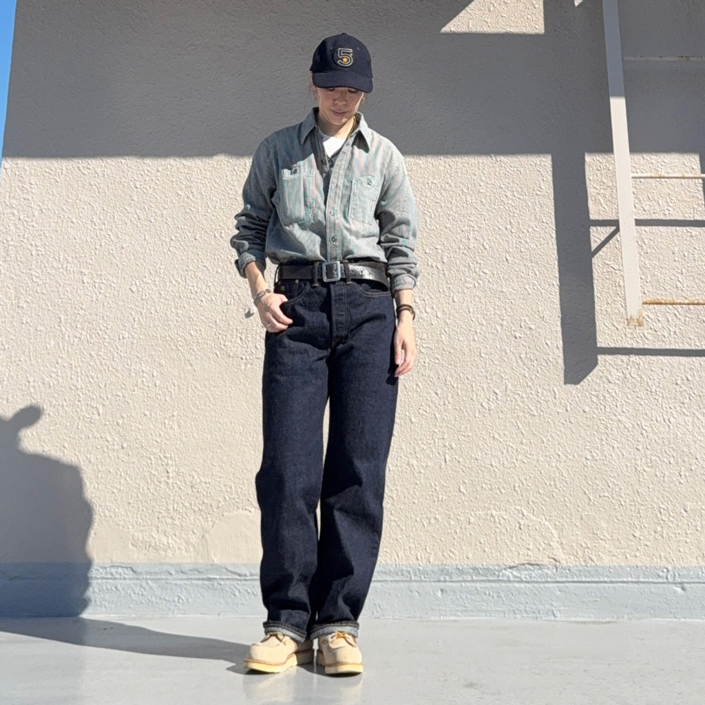 Double RL : INDIGO STRIPED TWILL WORK SHIRT (BLUE STRIPE)