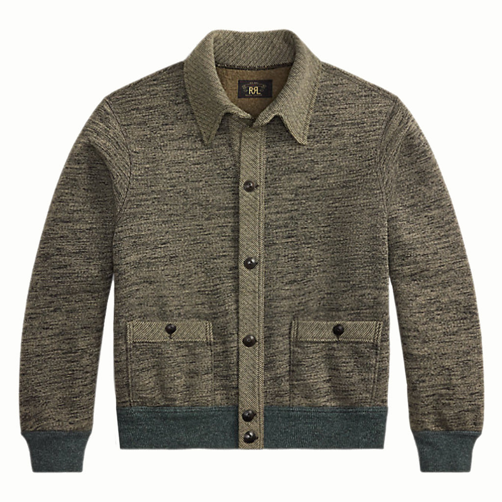 Double RL : HEATHERED COTTON BLEND CARDIGAN