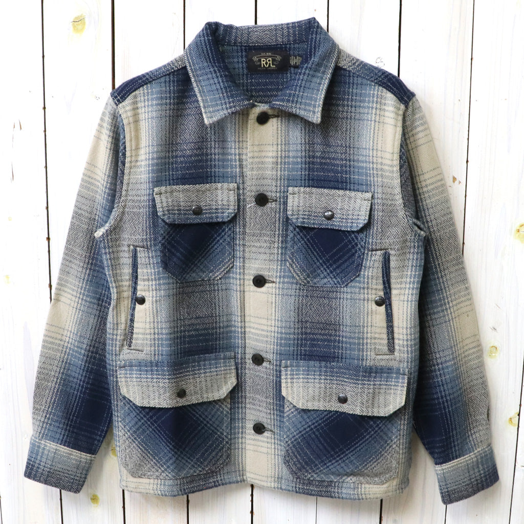 Double RL : PLAID WOOL TWILL OVERSHIRT (BLUE/CREAM)