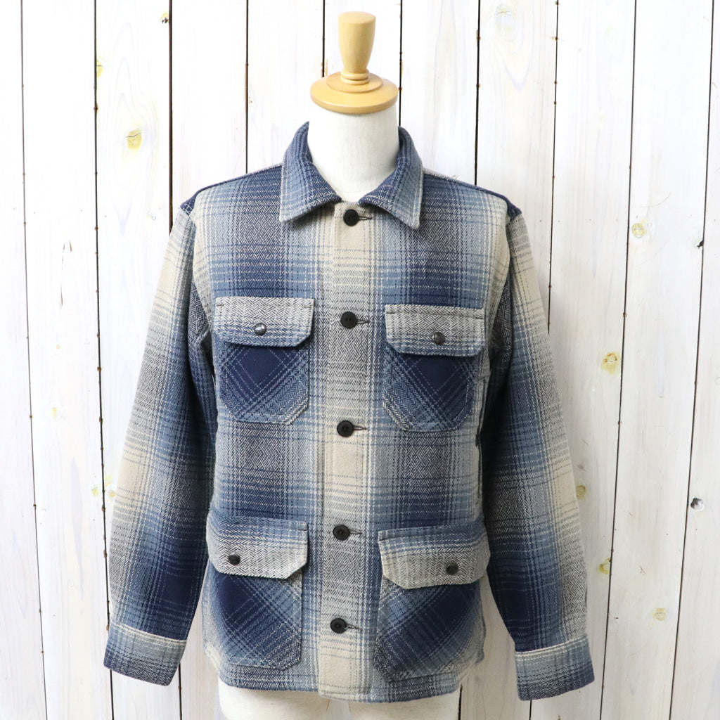 Double RL : PLAID WOOL TWILL OVERSHIRT (BLUE/CREAM)