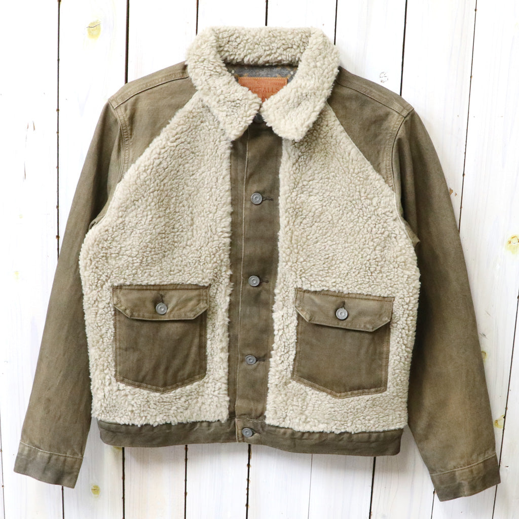 Double RL : FLEECE-PANEL DENIM TRUCKER JACKET