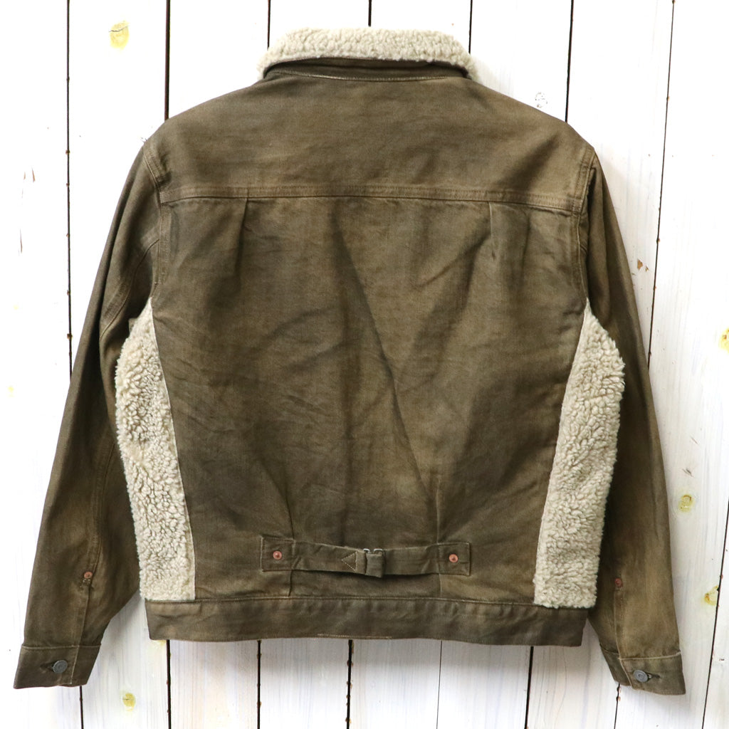 Double RL : FLEECE-PANEL DENIM TRUCKER JACKET