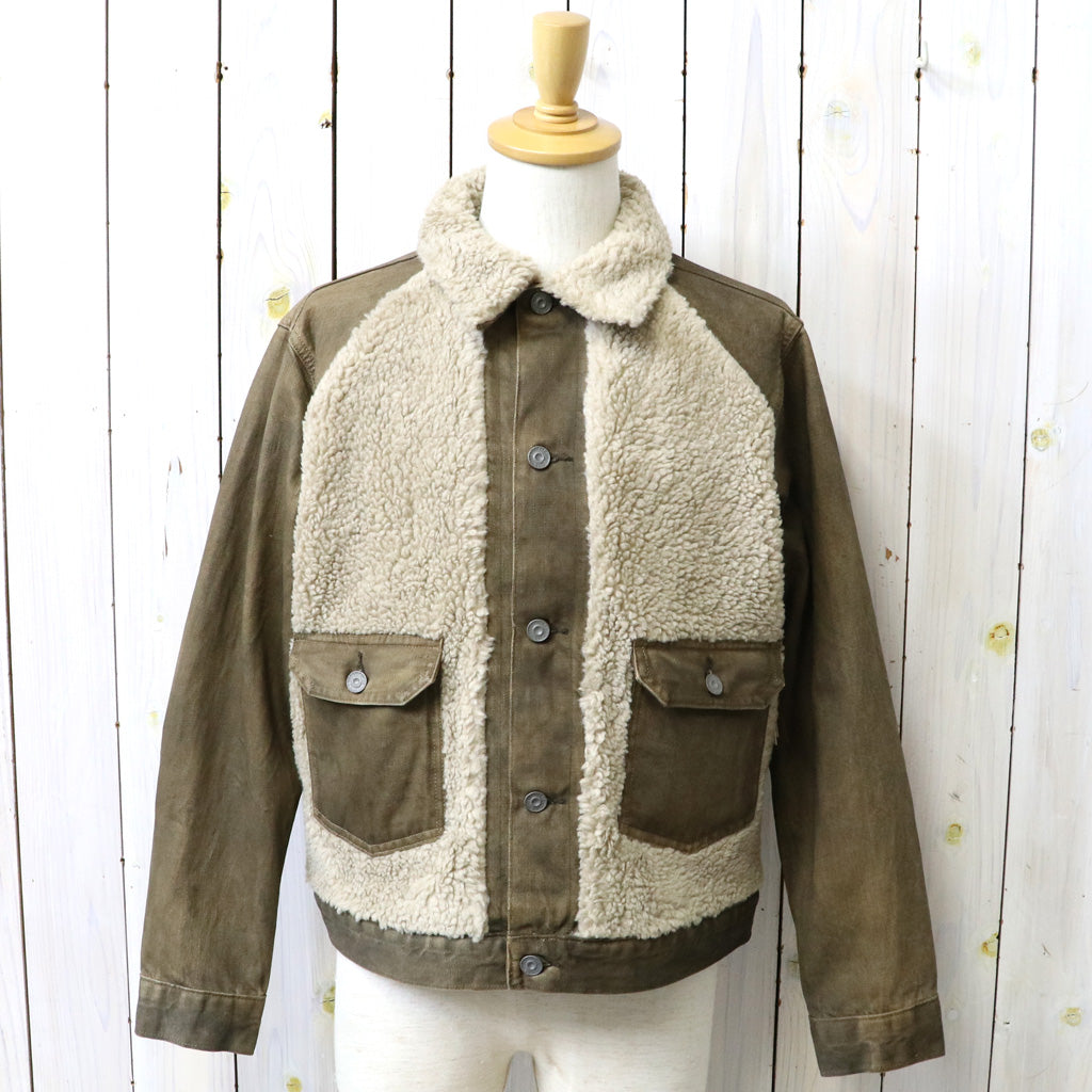Double RL : FLEECE-PANEL DENIM TRUCKER JACKET