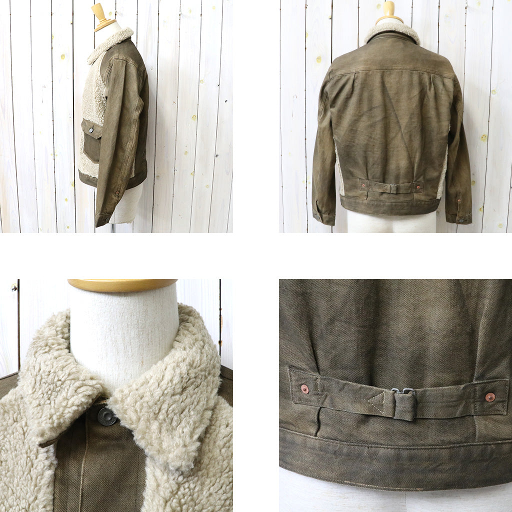 Double RL : FLEECE-PANEL DENIM TRUCKER JACKET