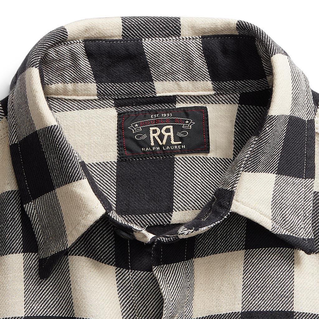 Double RL : BUFFALO CHECK TWILL WORK SHIRT (NATURAL)