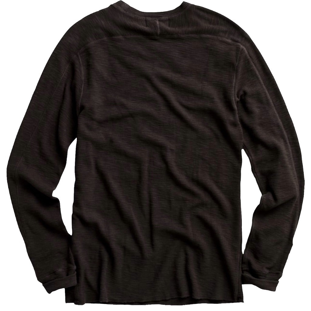 Double RL : WAFFLE-KNIT CREWNECK (FADED BLACK CANVAS)