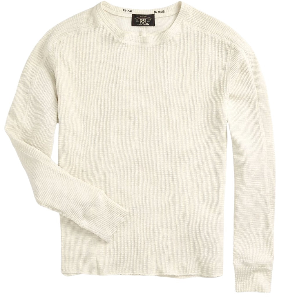 Double RL : WAFFLE-KNIT CREWNECK (PAPER WHITE)
