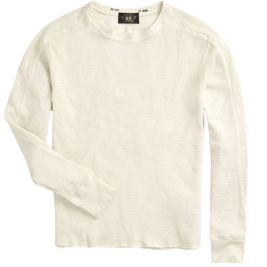 Double RL : WAFFLE-KNIT CREWNECK (PAPER WHITE)
