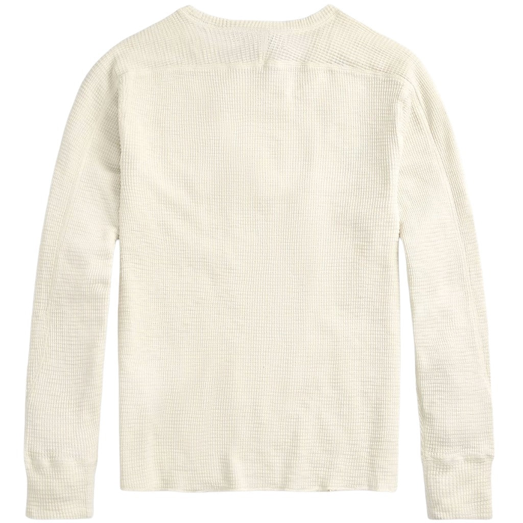 Double RL : WAFFLE-KNIT CREWNECK (PAPER WHITE)
