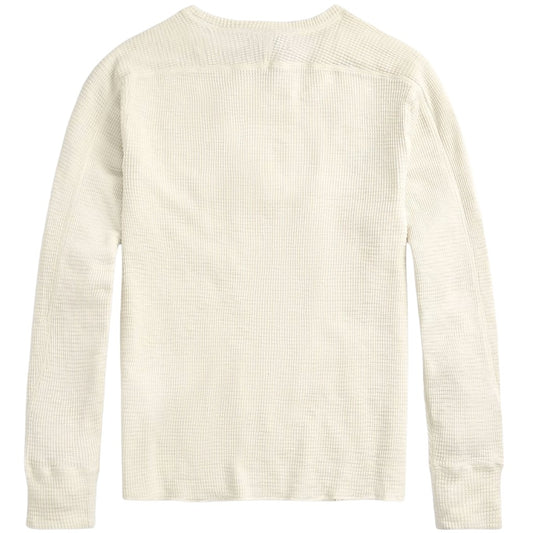 Double RL : WAFFLE-KNIT CREWNECK (PAPER WHITE)