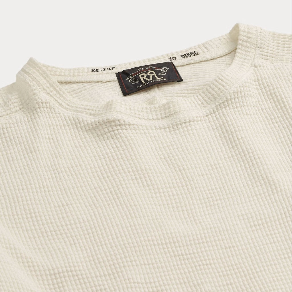 Double RL : WAFFLE-KNIT CREWNECK (PAPER WHITE)