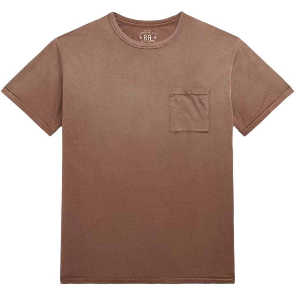 Double RL : GARMENT-DYED POCKET T-SHIRT (CHOCOLATE)