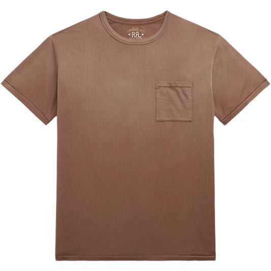 Double RL : GARMENT-DYED POCKET T-SHIRT (CHOCOLATE)