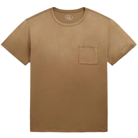 Double RL : GARMENT-DYED POCKET T-SHIRT (MUD)