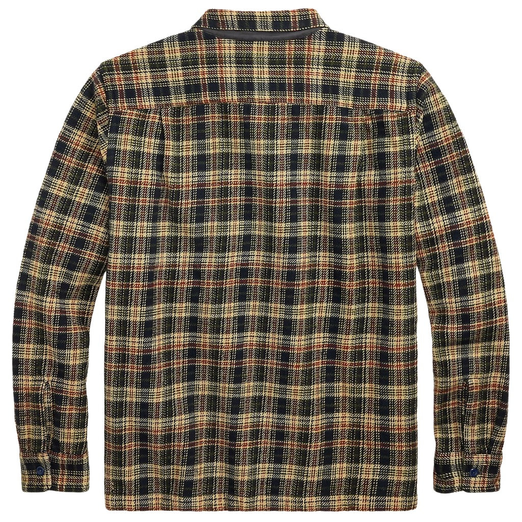 Double RL : CHECK TWILL CAMP SHIRT (NAVY MULTI)