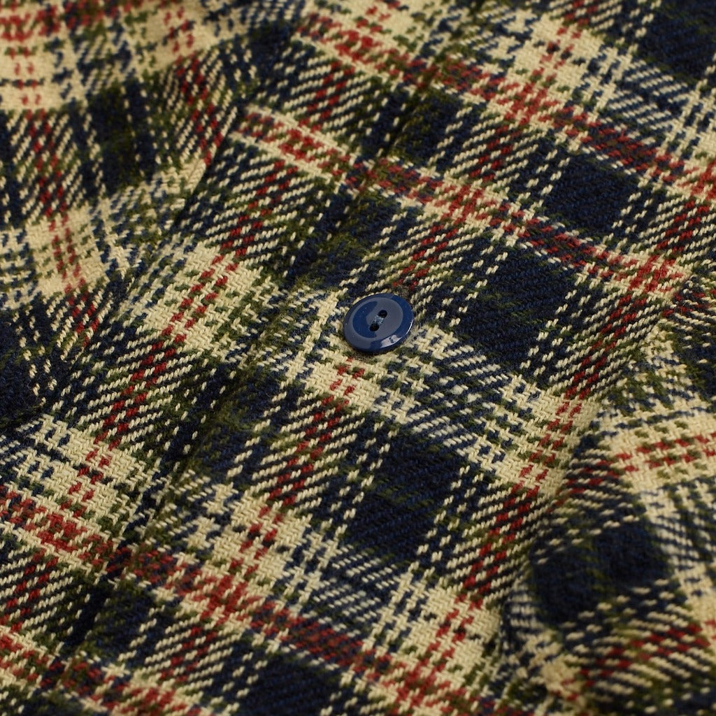 Double RL : CHECK TWILL CAMP SHIRT (NAVY MULTI)