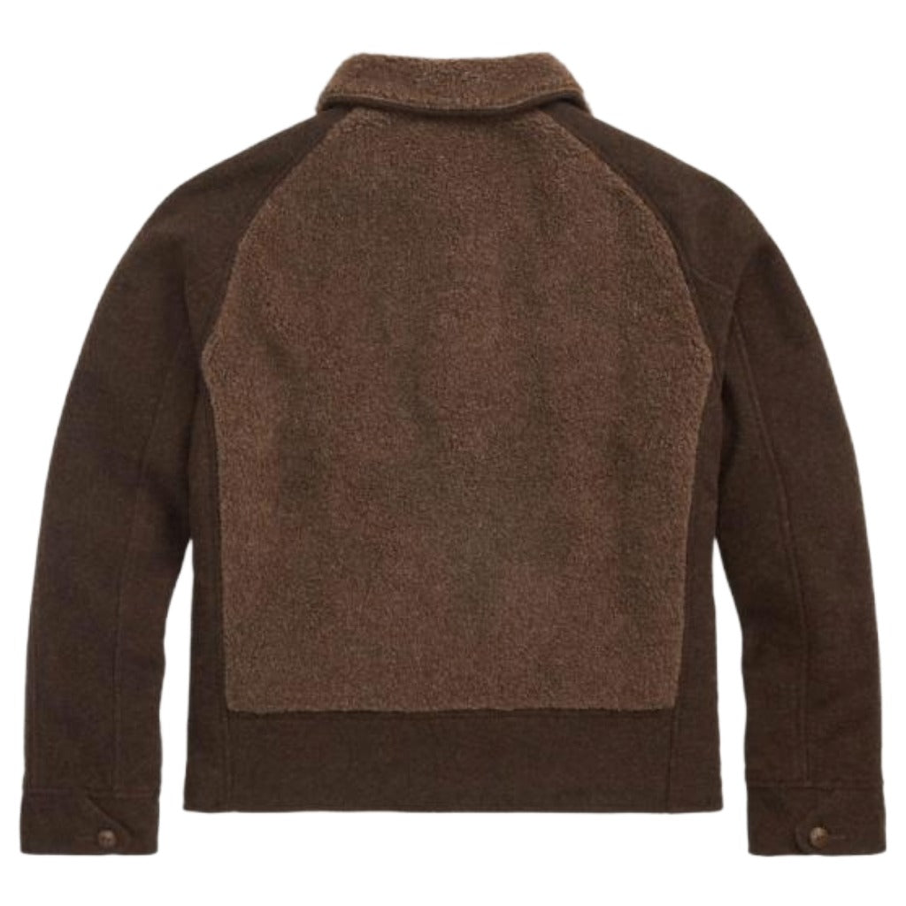 Double RL : FLEECE PANELED JAQUARD JACKET (BROWN)