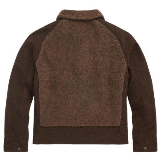 Double RL : FLEECE PANELED JAQUARD JACKET (BROWN)