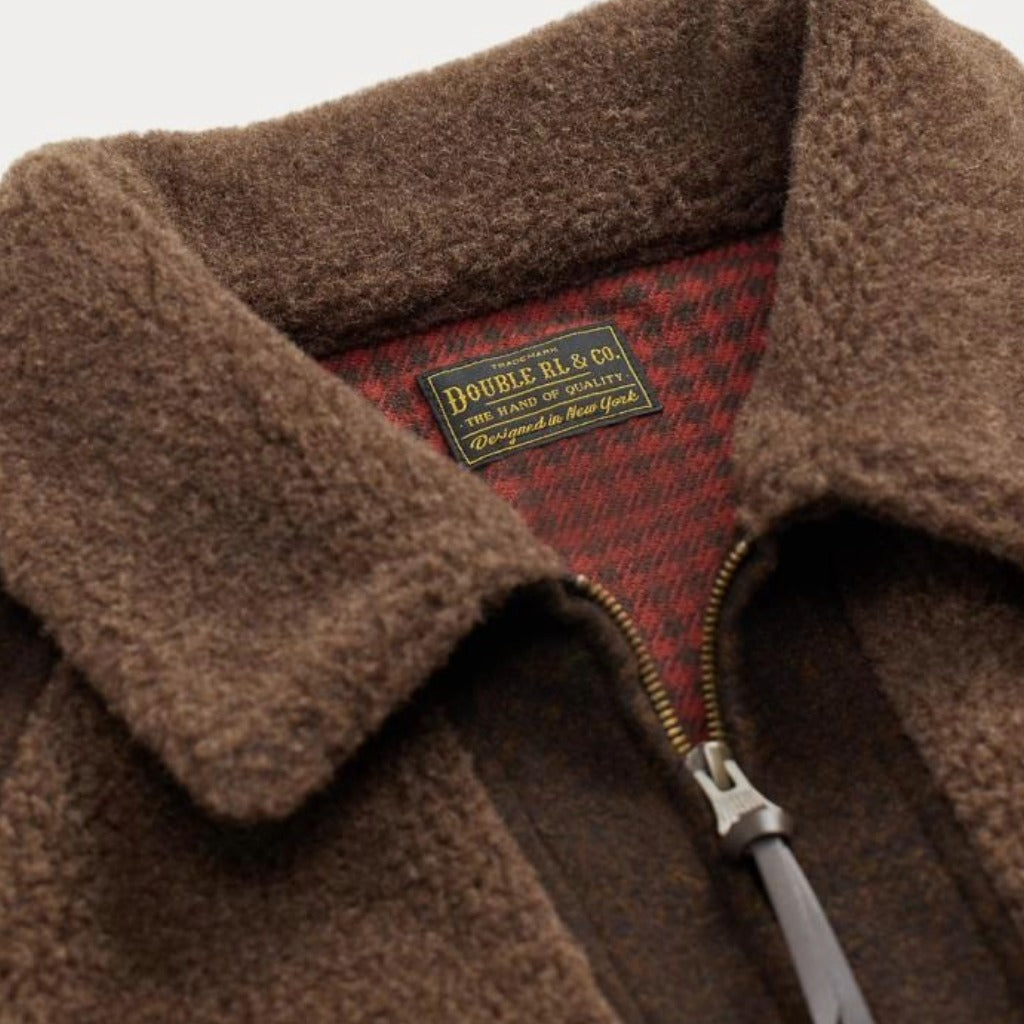 Double RL : FLEECE PANELED JAQUARD JACKET (BROWN)