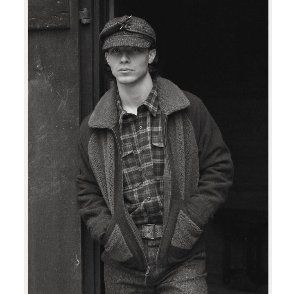 Double RL : FLEECE PANELED JAQUARD JACKET (BROWN)