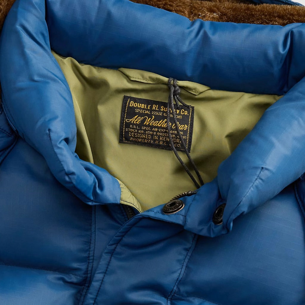 Double RL : QUILTED RIPSTOP HOODED JACKET (VINTAGE BLUE)