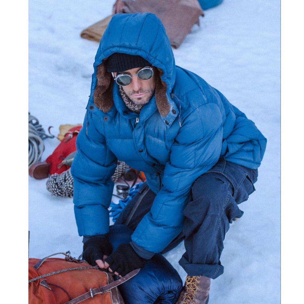 Double RL : QUILTED RIPSTOP HOODED JACKET (VINTAGE BLUE)