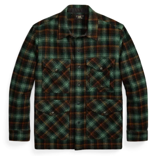 【SALE30%OFF】Double RL : PLAID WOOL TWILL OVERSHIRT (GREEN)