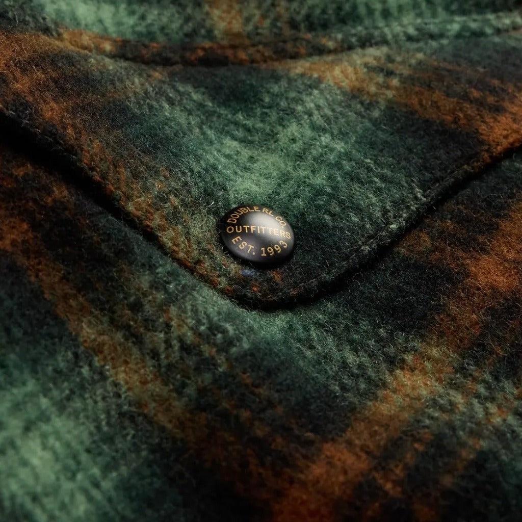 Double RL : PLAID WOOL TWILL OVERSHIRT (GREEN)