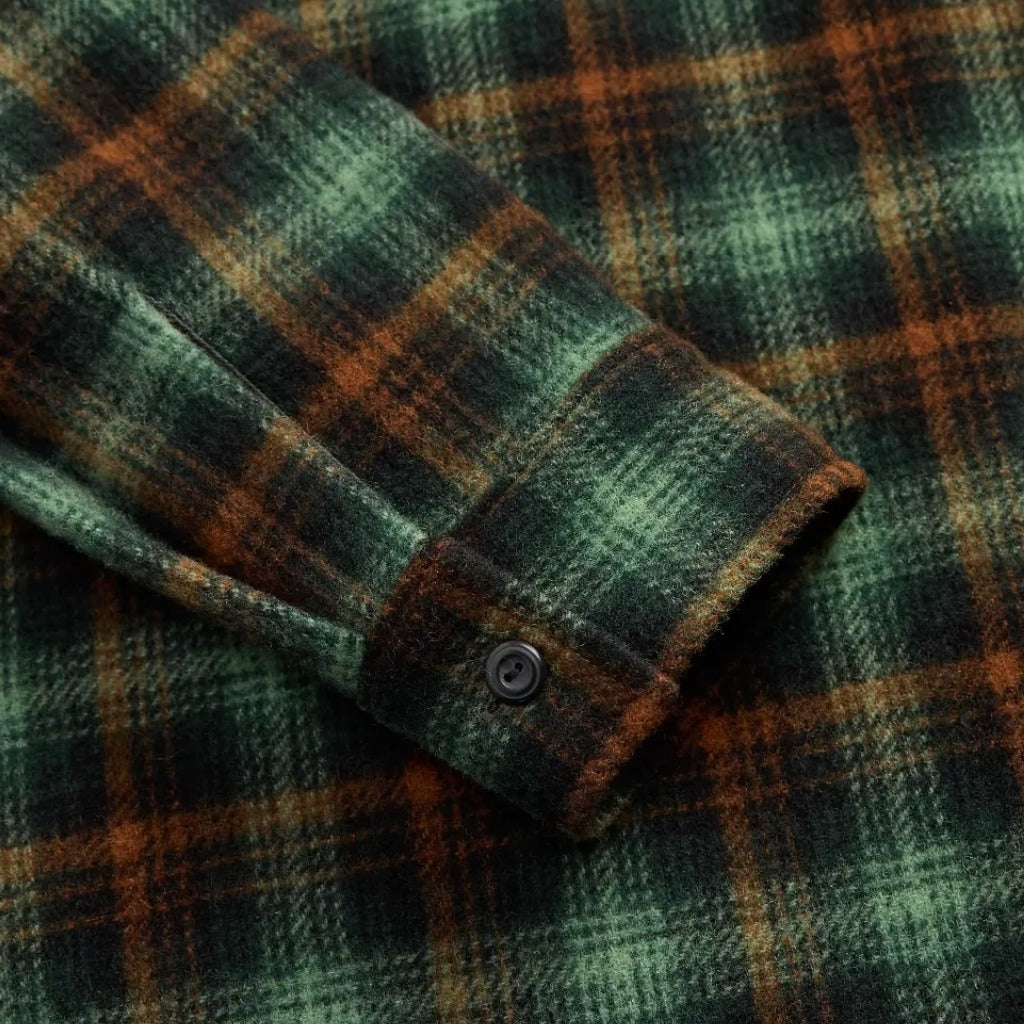 Double RL : PLAID WOOL TWILL OVERSHIRT (GREEN)