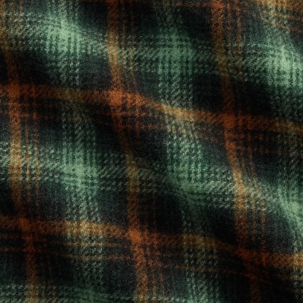 Double RL : PLAID WOOL TWILL OVERSHIRT (GREEN)