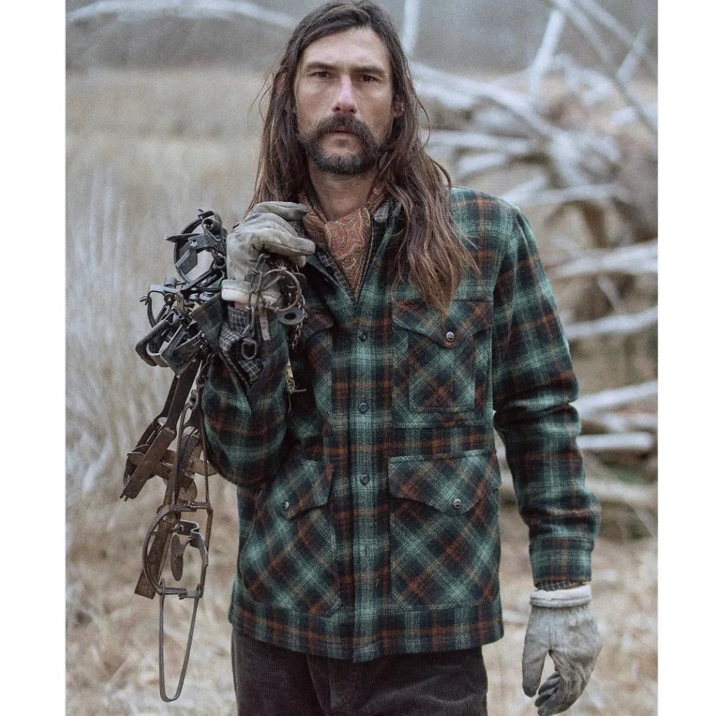 Double RL : PLAID WOOL TWILL OVERSHIRT (GREEN)