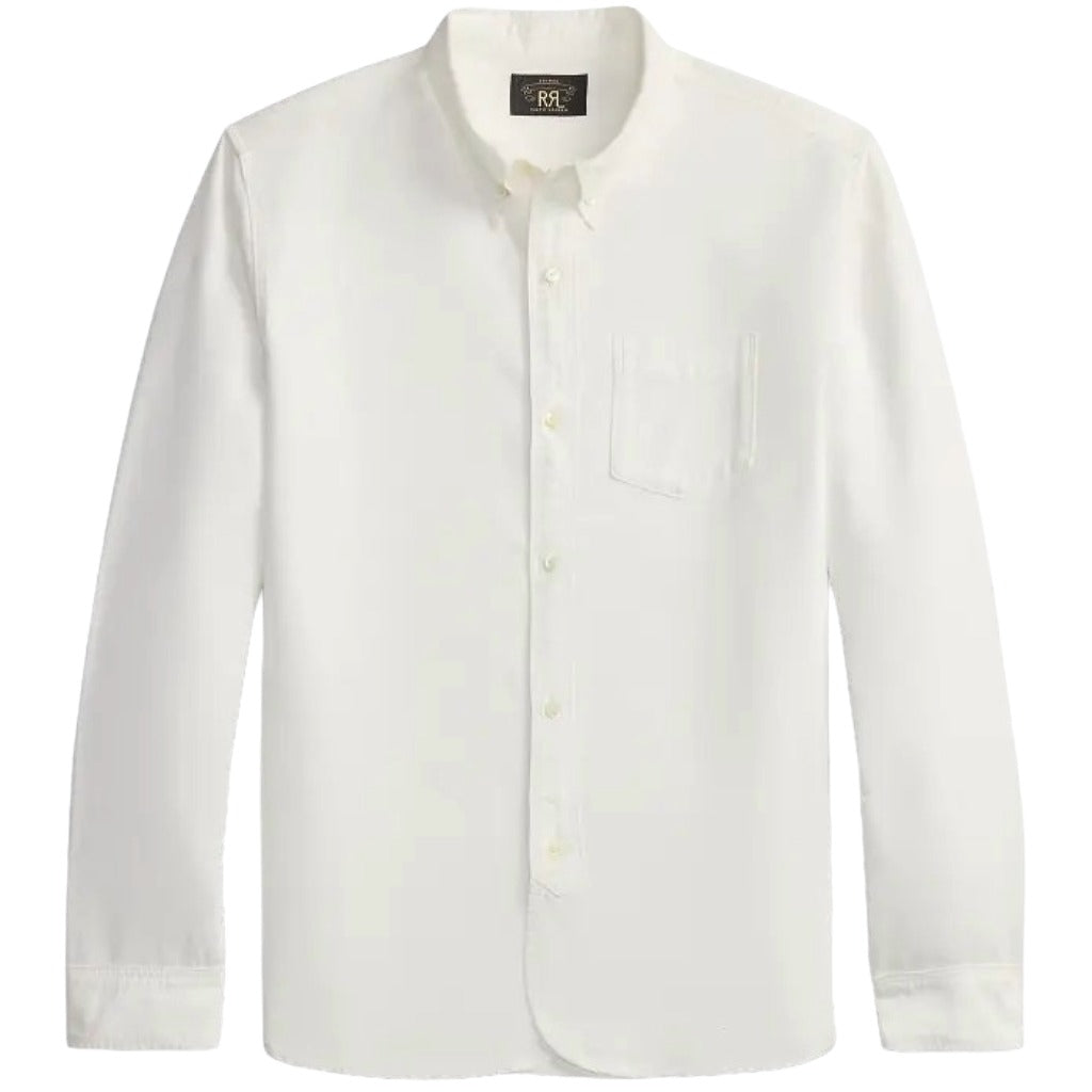 Double RL : SELVEDGE-DETAILED OXFORD WORK SHIRT (WHITE)