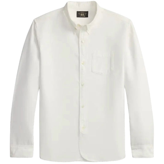 Double RL : SELVEDGE-DETAILED OXFORD WORK SHIRT (WHITE)