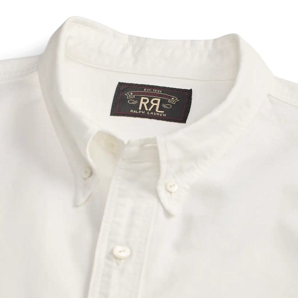 Double RL : SELVEDGE-DETAILED OXFORD WORK SHIRT (WHITE)
