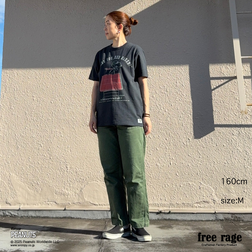 [予約受付中] PEANUTS×free rage  : FLYING ACE リサイクルコットン半袖Tシャツ