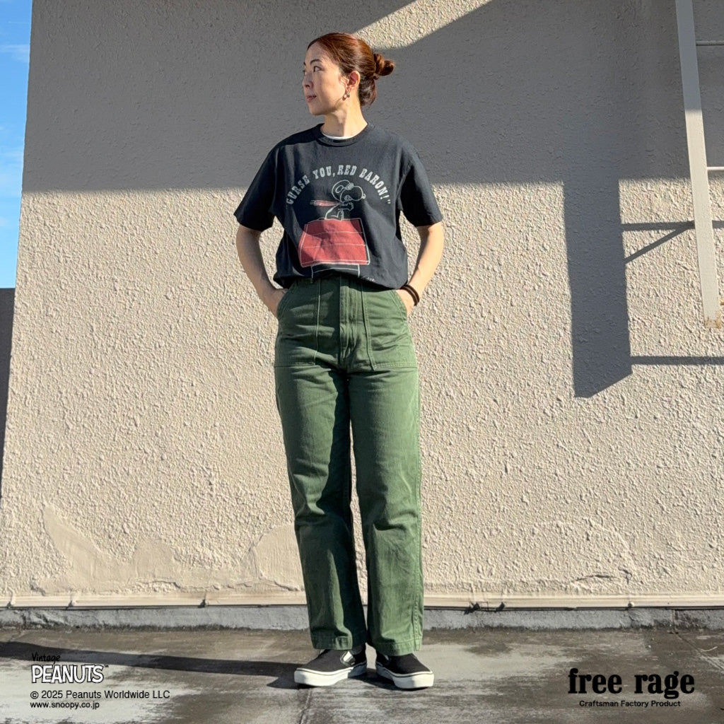 [予約受付中] PEANUTS×free rage  : FLYING ACE リサイクルコットン半袖Tシャツ