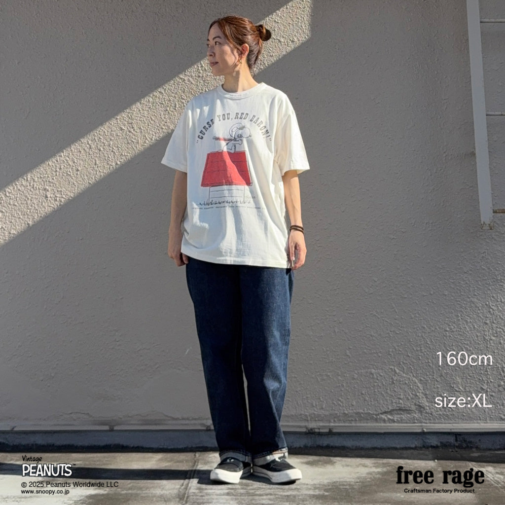 [予約受付中] PEANUTS×free rage  : FLYING ACE リサイクルコットン半袖Tシャツ