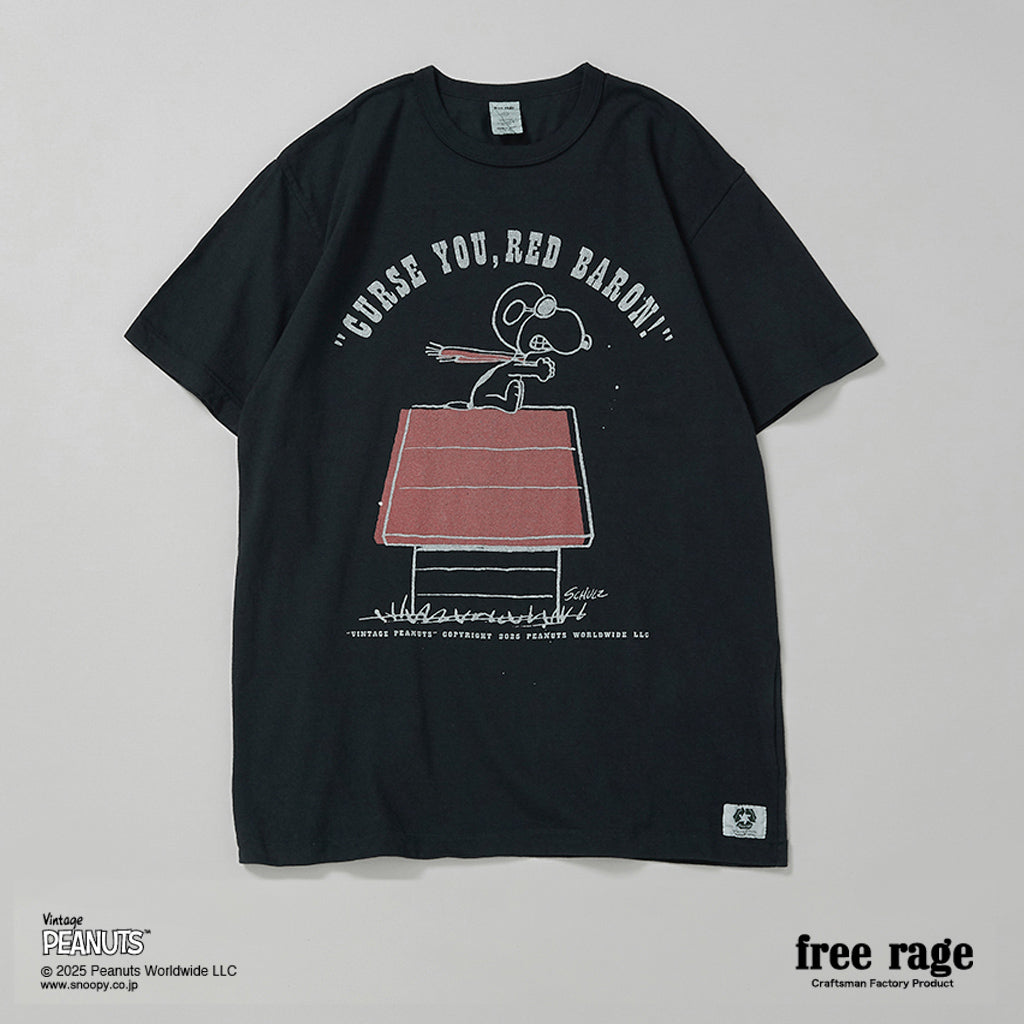 [予約受付中] PEANUTS×free rage  : FLYING ACE リサイクルコットン半袖Tシャツ