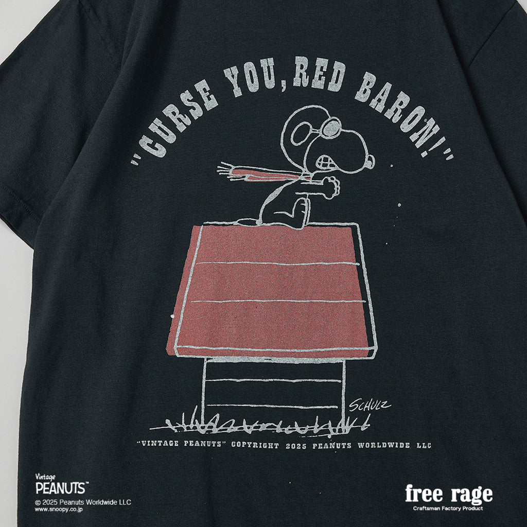 [予約受付中] PEANUTS×free rage  : FLYING ACE リサイクルコットン半袖Tシャツ
