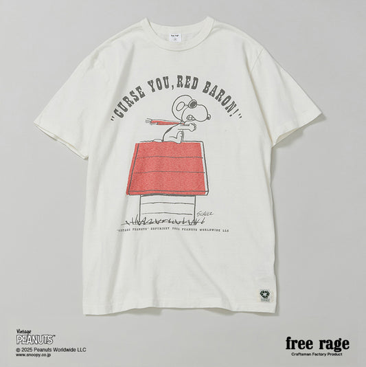 [予約受付中] PEANUTS×free rage  : FLYING ACE リサイクルコットン半袖Tシャツ