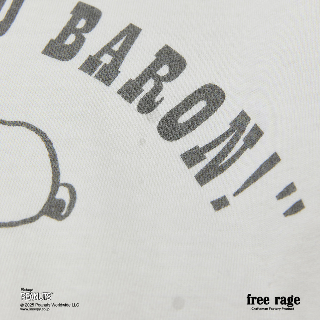 [予約受付中] PEANUTS×free rage  : FLYING ACE リサイクルコットン半袖Tシャツ